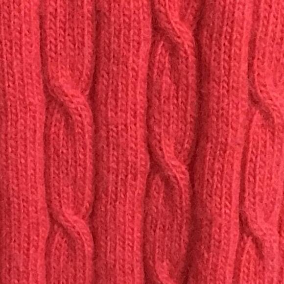 J. Crew Cashmere Cambridge Cable Knit Turtleneck Slim Sweater Hot Pink Coral S - Picture 3 of 5